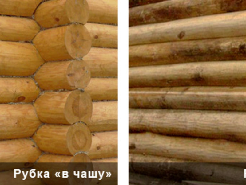 Отличия срубов показаны наглядно на фото Отличия срубов, созданных разными методами, фото