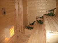 Сосновая отделка бани внутри